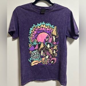 Santa Cruz Skateboards Purple Tee with Psychedelic Mushroom Graphic